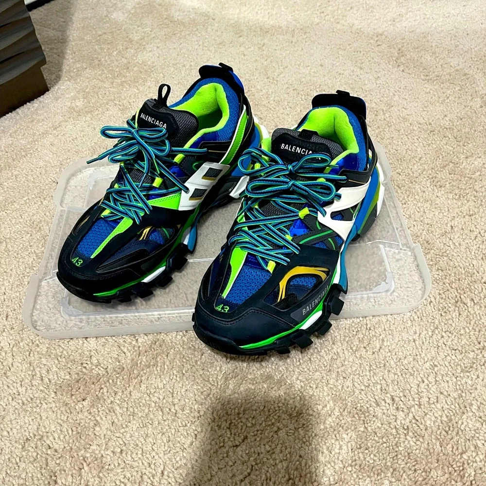 Balenciaga Multicolor Blue Neon Green Black Track Sneakers